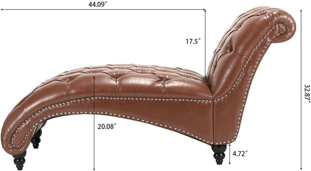 Tufted Leather Indoor Chaise Lounge Chair