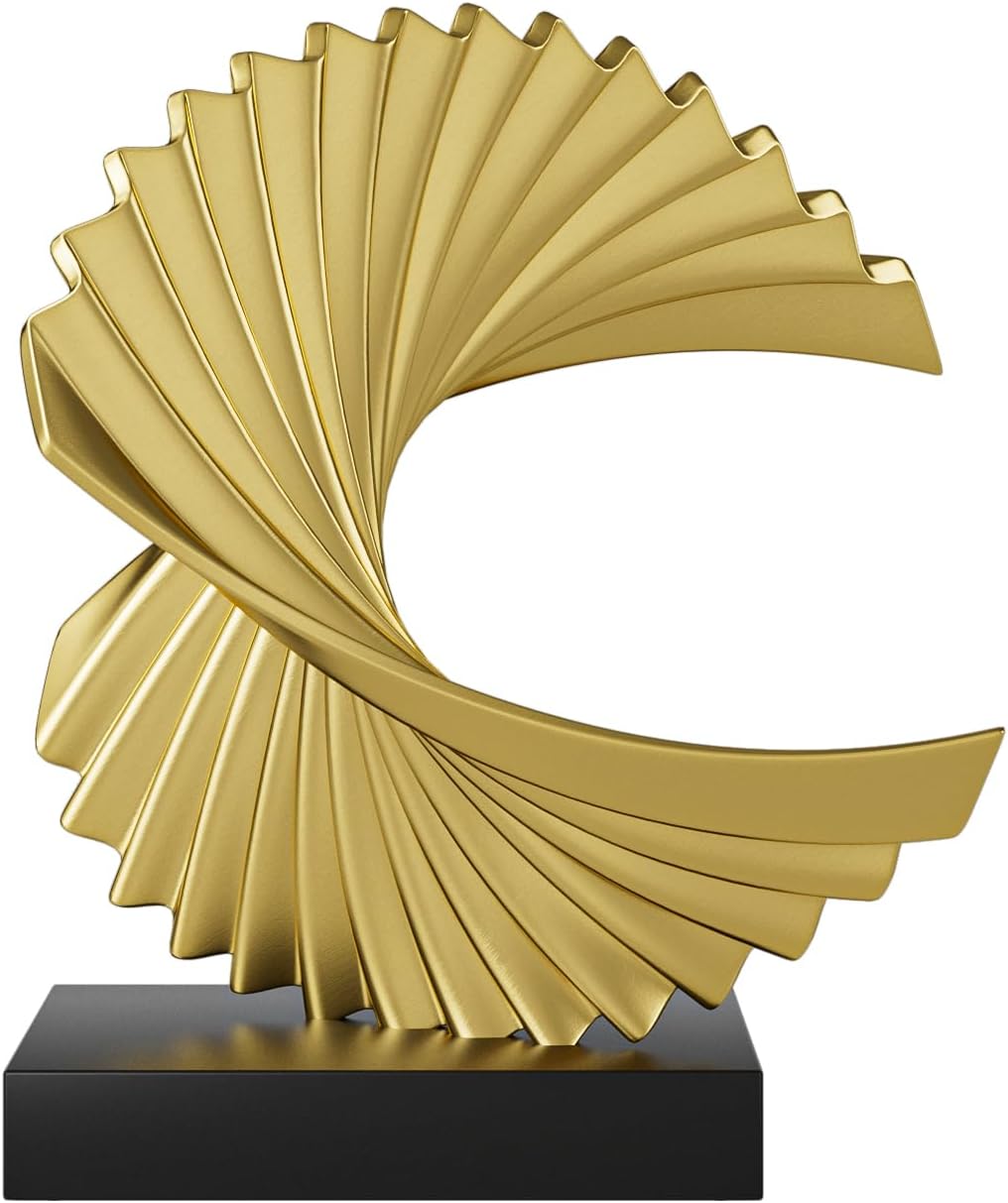 Gold Abstract Ocean Wave Tabletop Statue