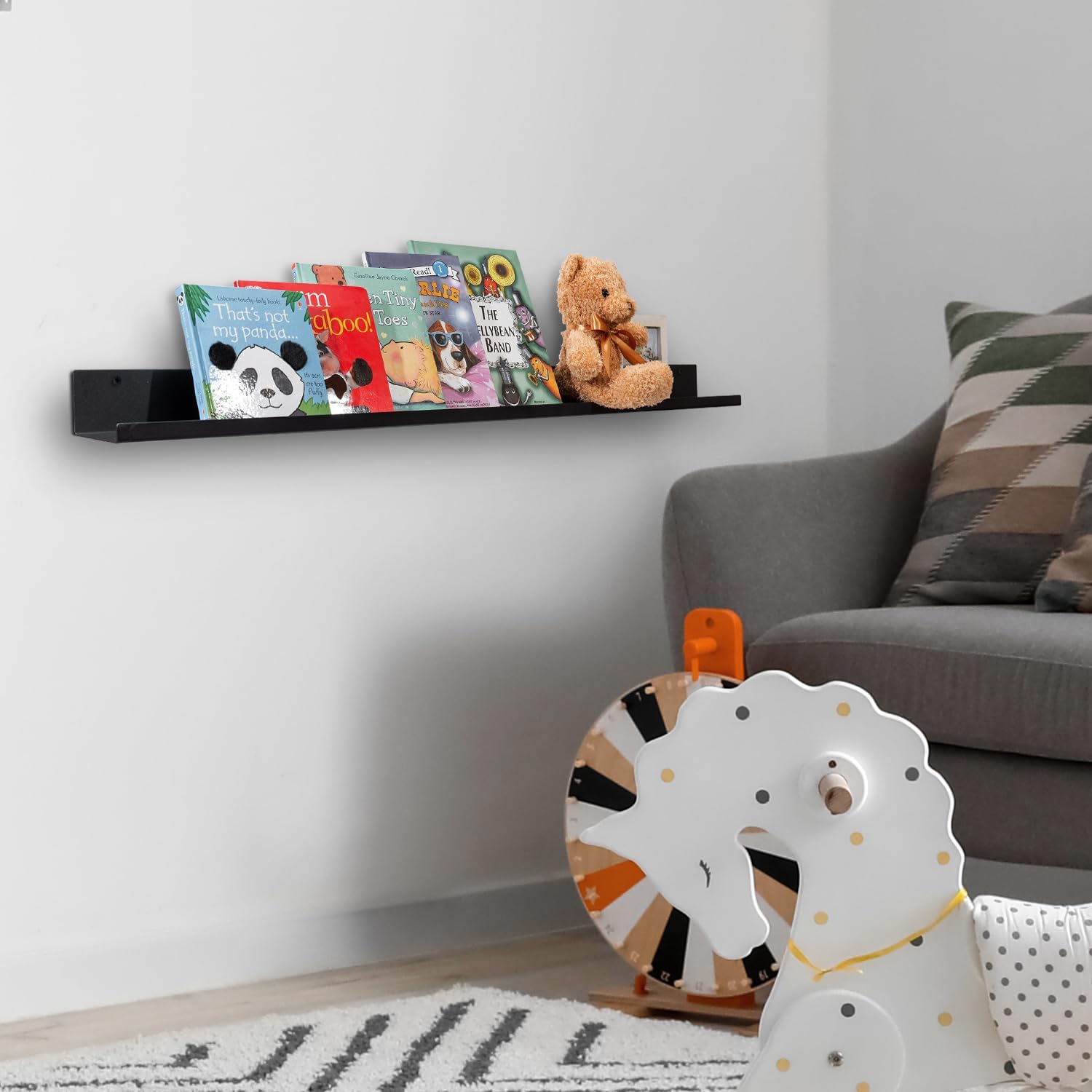 Black Metal Floating Picture Ledge Shelf