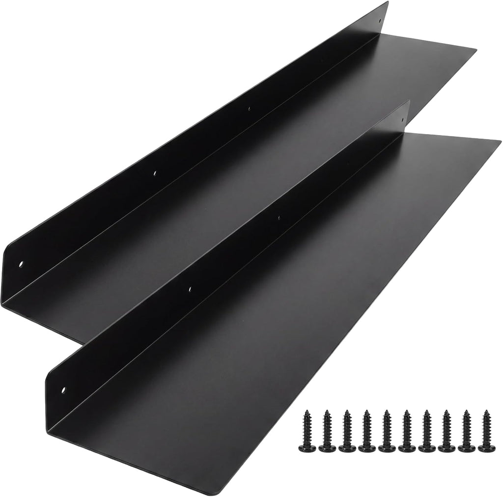 Heavy‑Duty Black Metal Floating Shelves