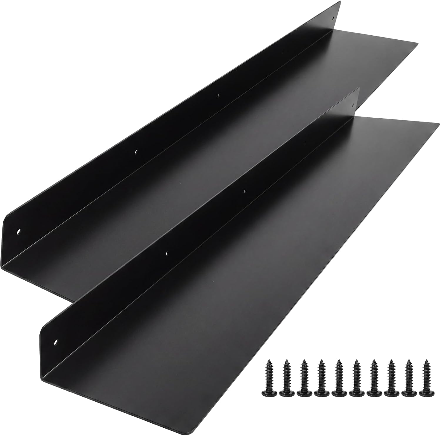 Heavy‑Duty Black Metal Floating Shelves