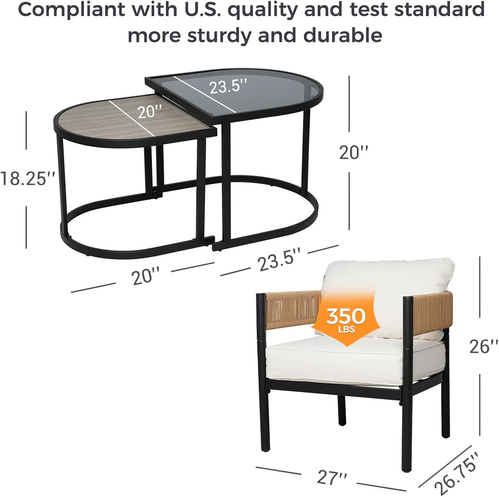 Natural 4‑Piece Outdoor Conversation Set