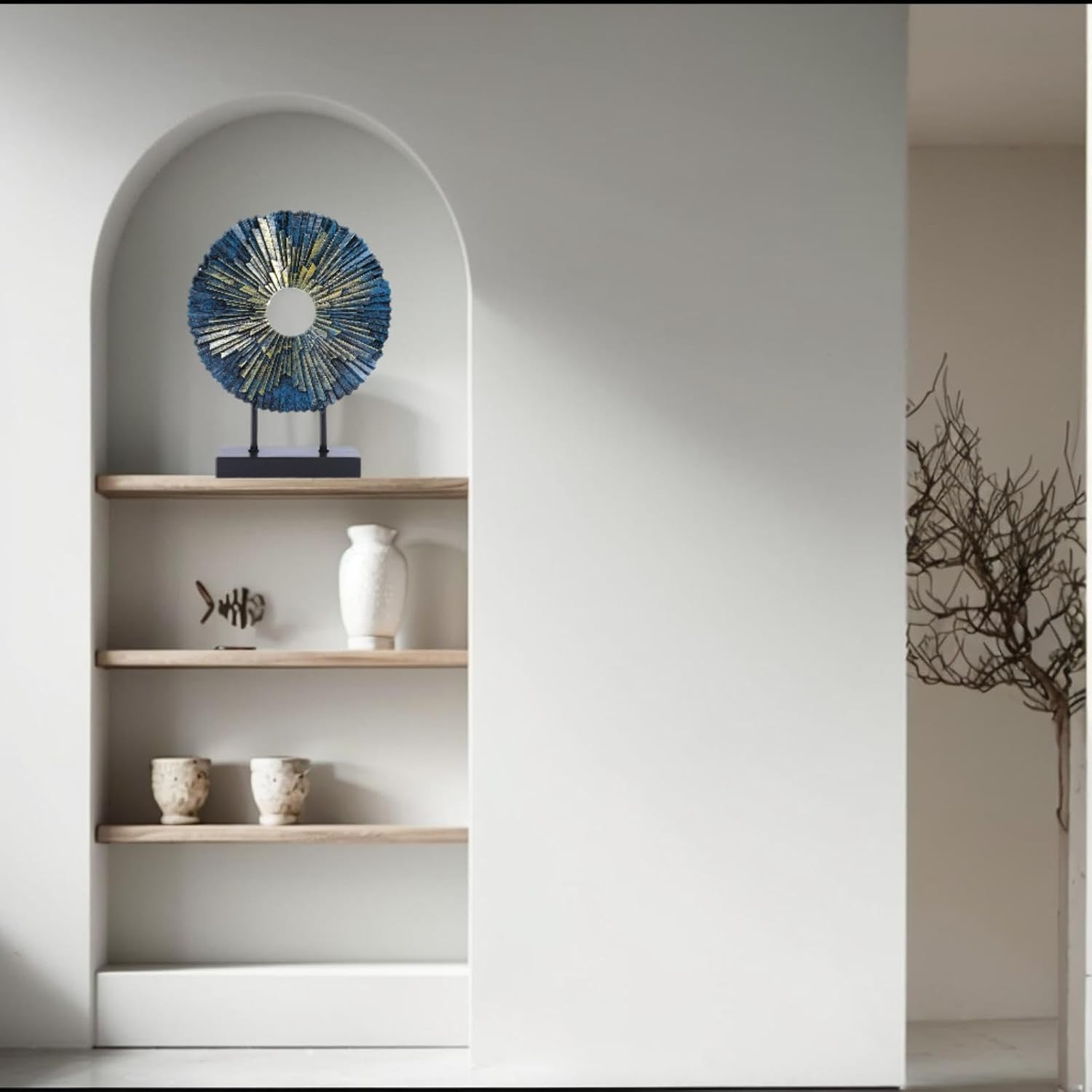 Luxury Blue Gold Round Decor Sculpture