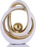 Modern White Gold Ceramic Abstract Sculpture