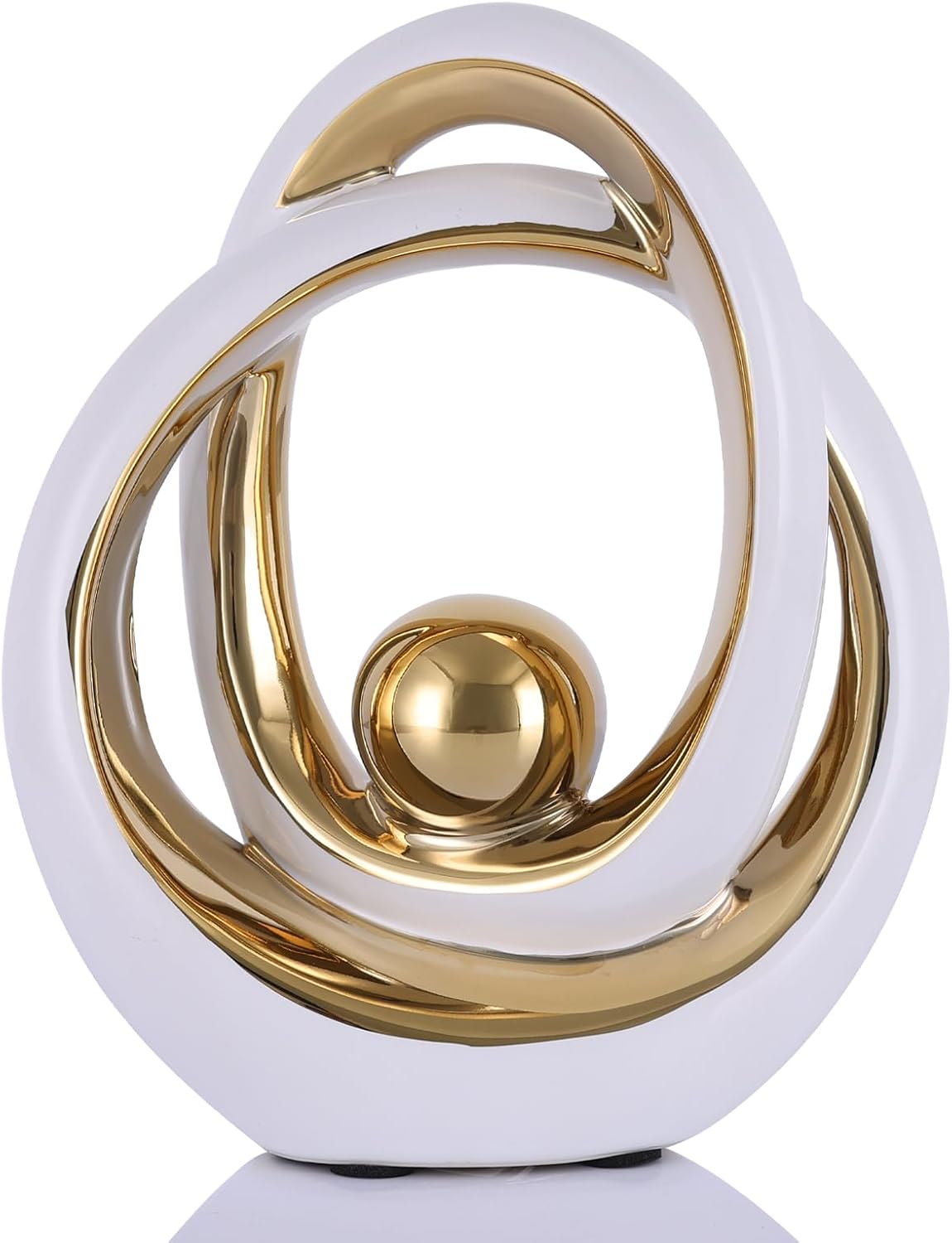 Modern White Gold Ceramic Abstract Sculpture