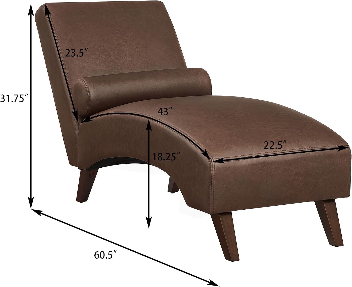 Ergonomic Faux Leather Indoor Chaise Lounge Chair