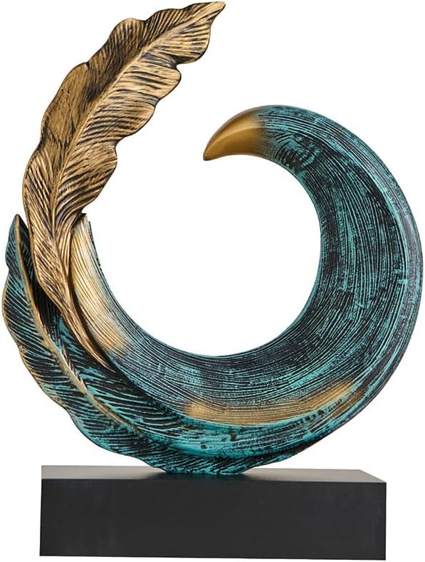 Modern Resin Gold Blue Abstract Sculpture