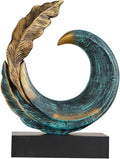 Modern Resin Gold Blue Abstract Sculpture