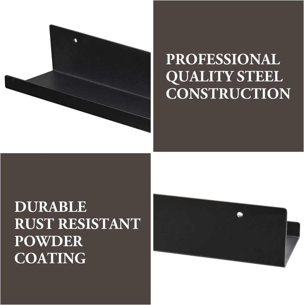 Black Metal Floating Picture Ledge Shelf