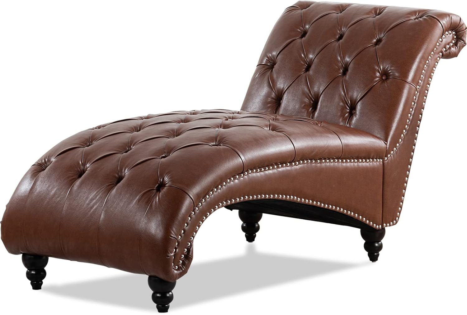 Tufted Leather Indoor Chaise Lounge Chair
