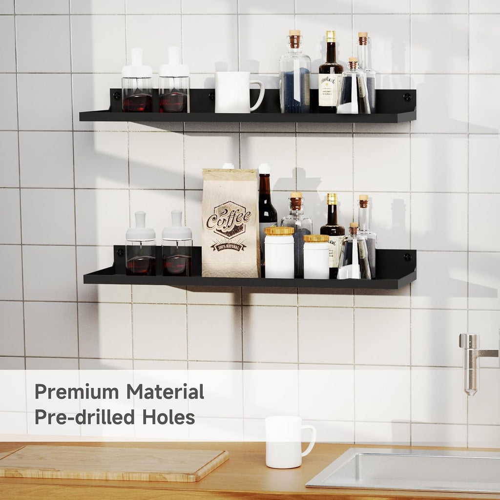 Black Metal Wall‑Mounted Floating Shelves