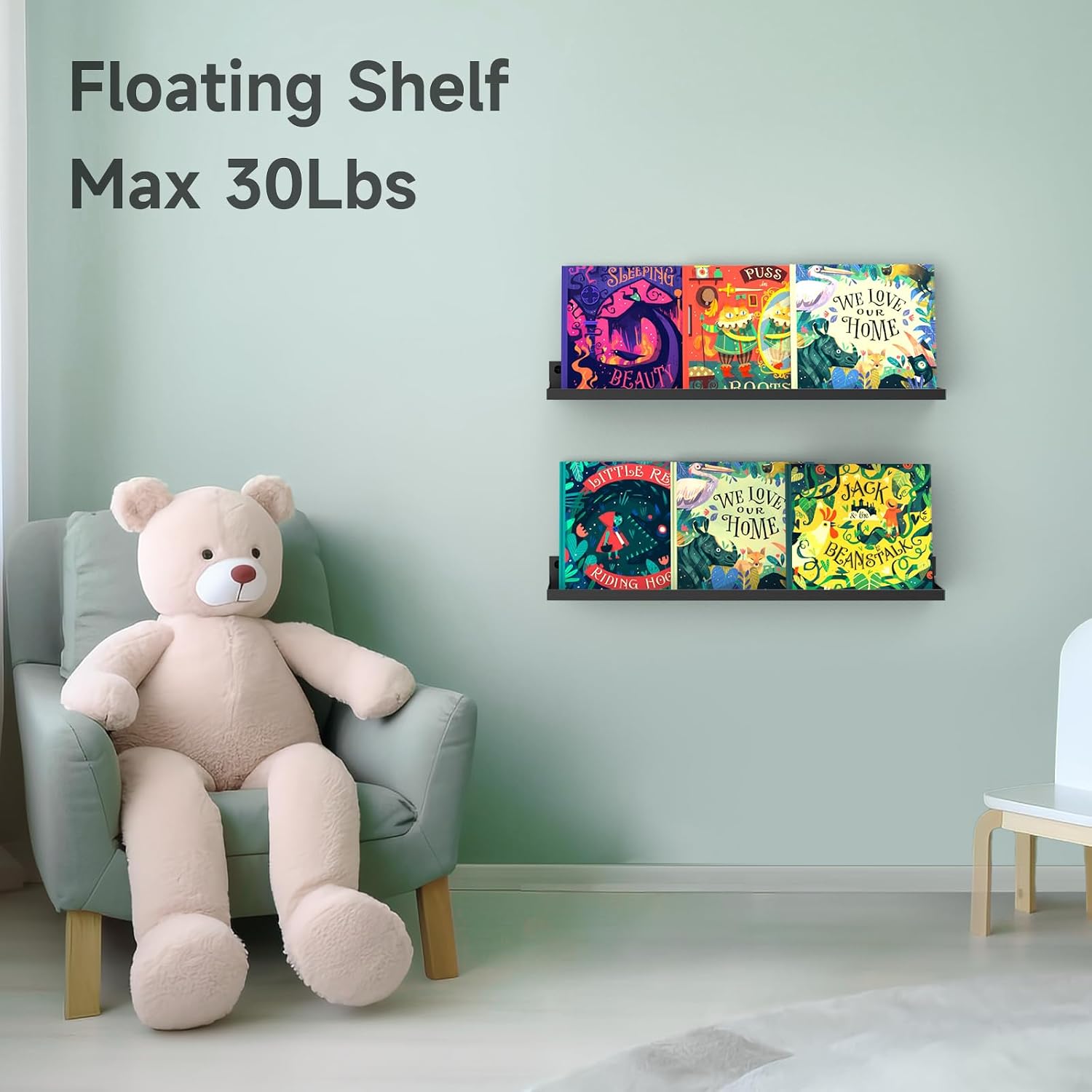 Black Metal Wall‑Mounted Floating Shelves