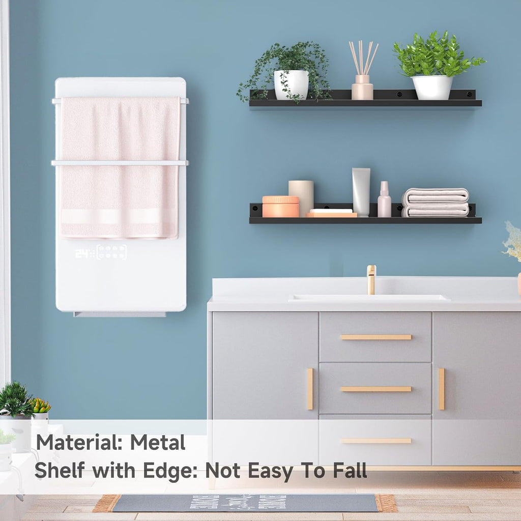 Black Metal Wall‑Mounted Floating Shelves