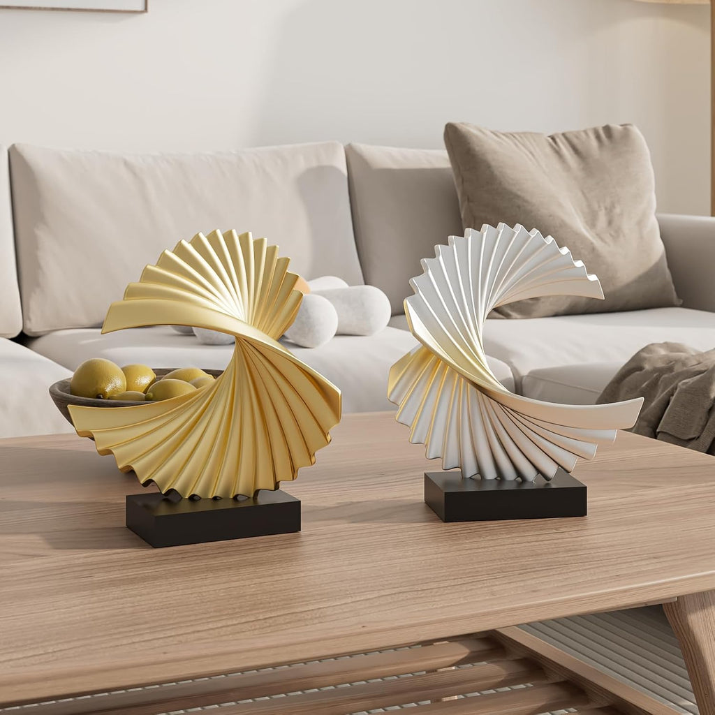 Gold Abstract Ocean Wave Tabletop Statue