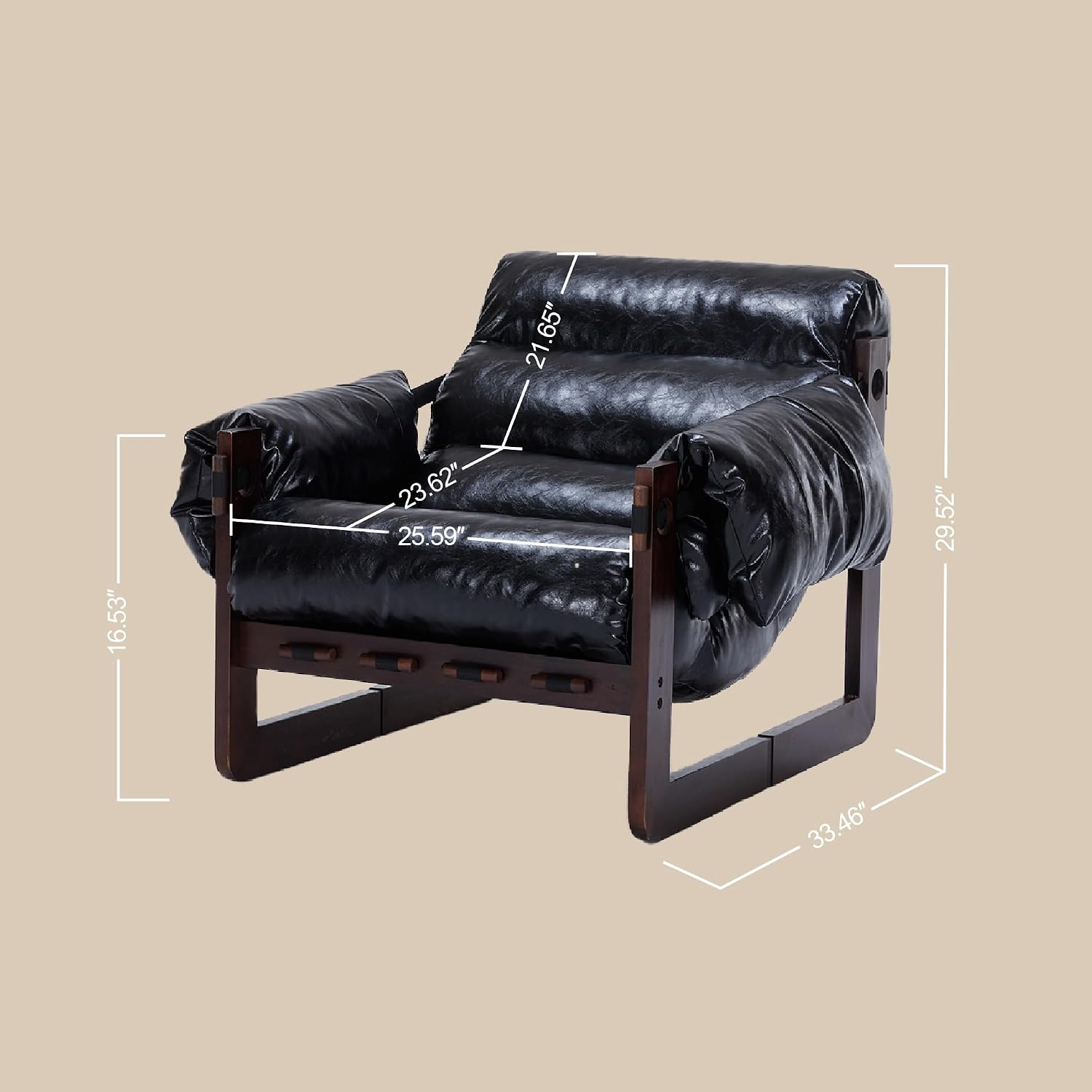 Leather Sling Upholstered Accent Armchair