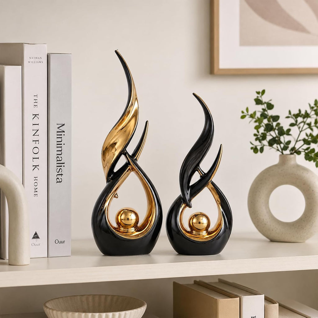 Modern Black Gold Ceramic Tabletop Sculptures