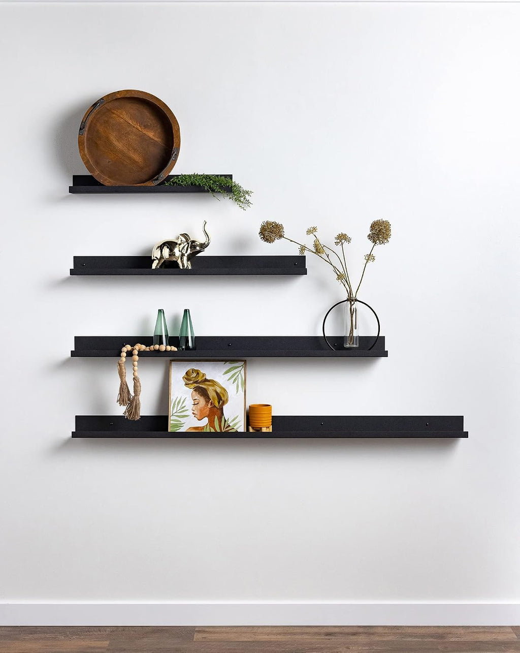 Modern Black Metal Floating Wall Shelf