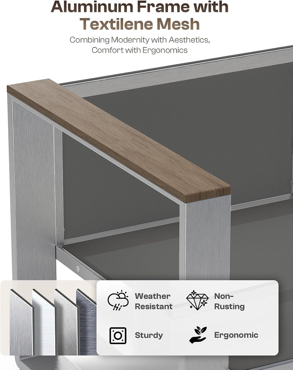 Modern Aluminum Outdoor Conversation Sofa Set
