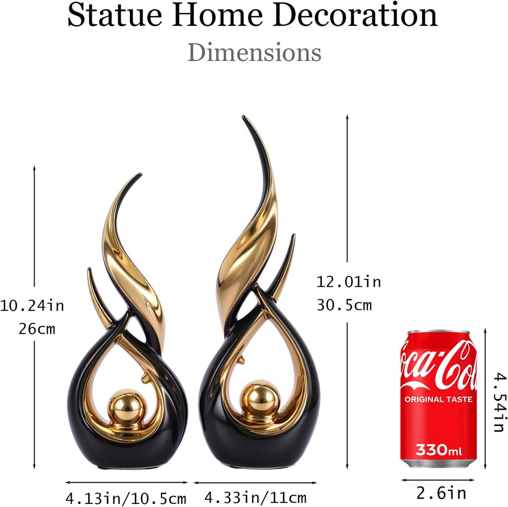 Modern Black Gold Ceramic Tabletop Sculptures