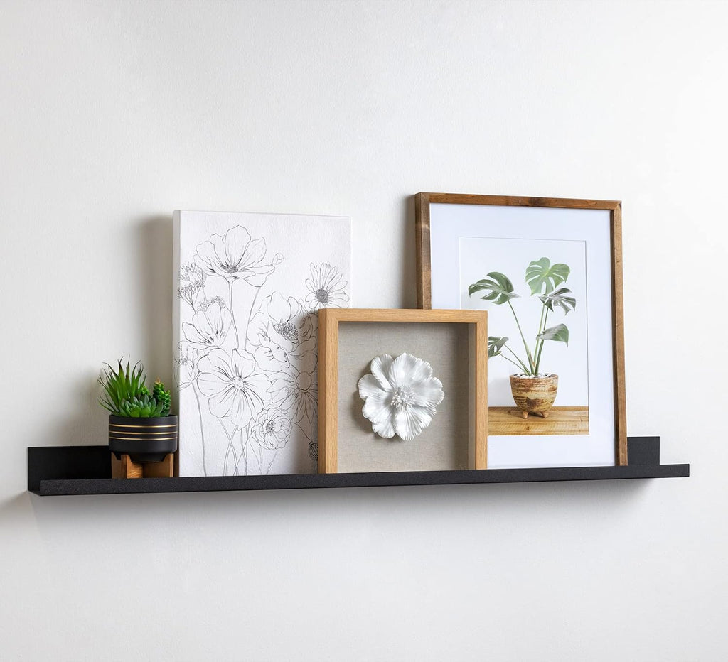 Modern Black Metal Floating Wall Shelf