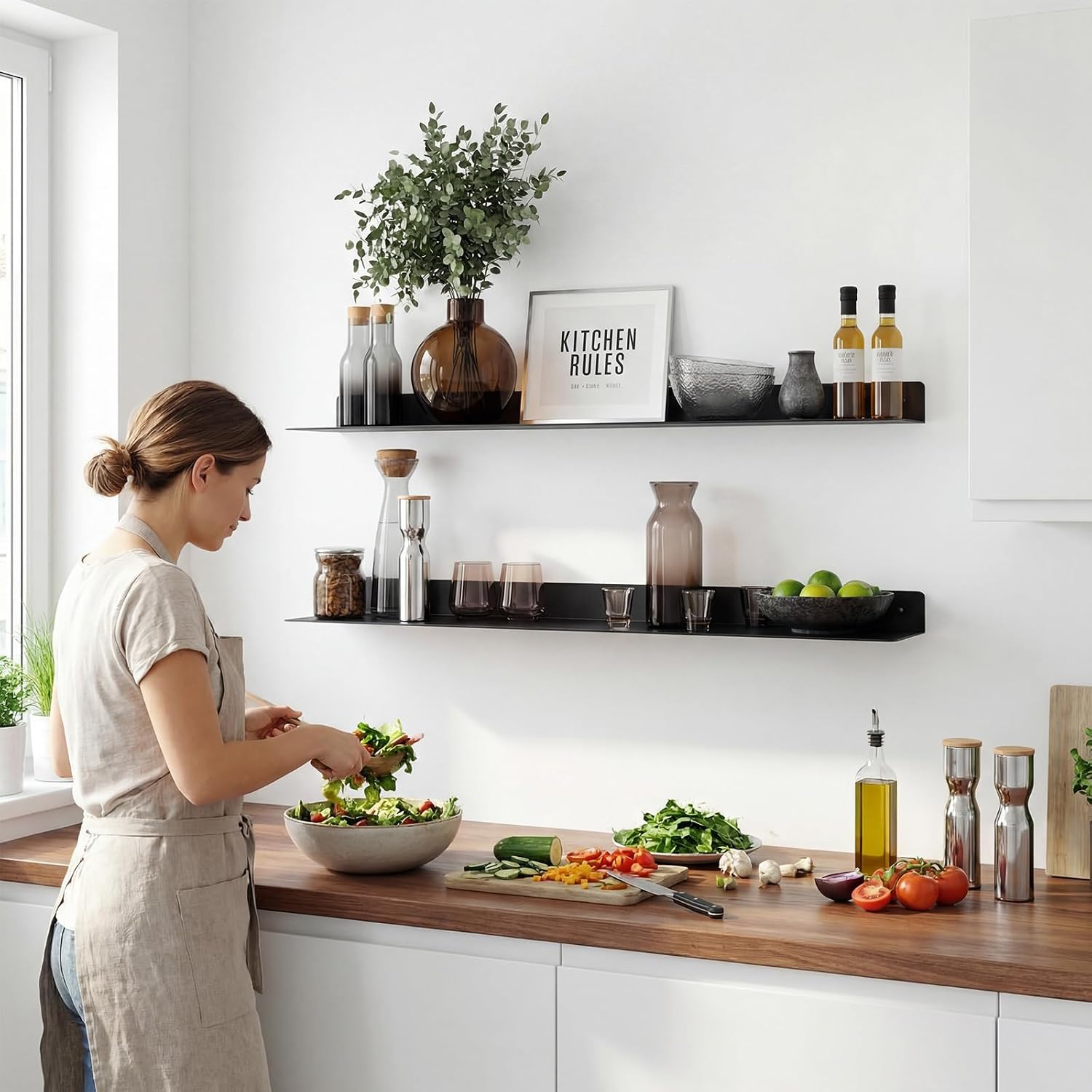 Heavy‑Duty Black Metal Floating Shelves