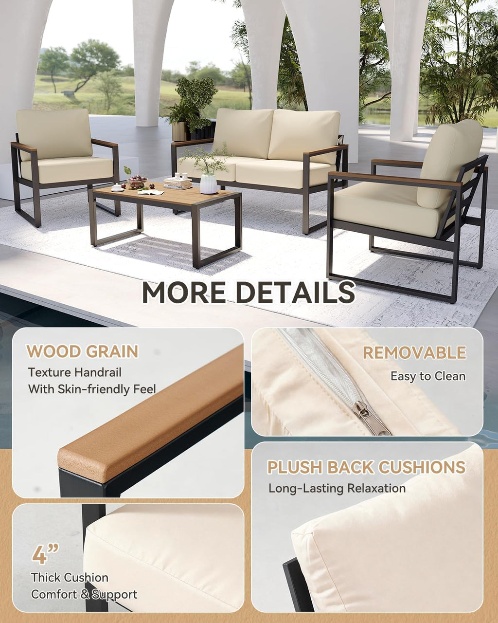 Modern Metal Outdoor Conversation Sofa Set