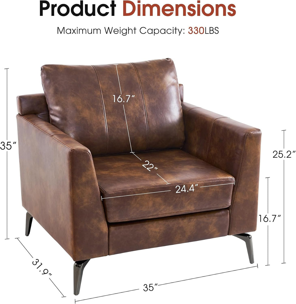 Faux Leather Modern Accent Arm Chair