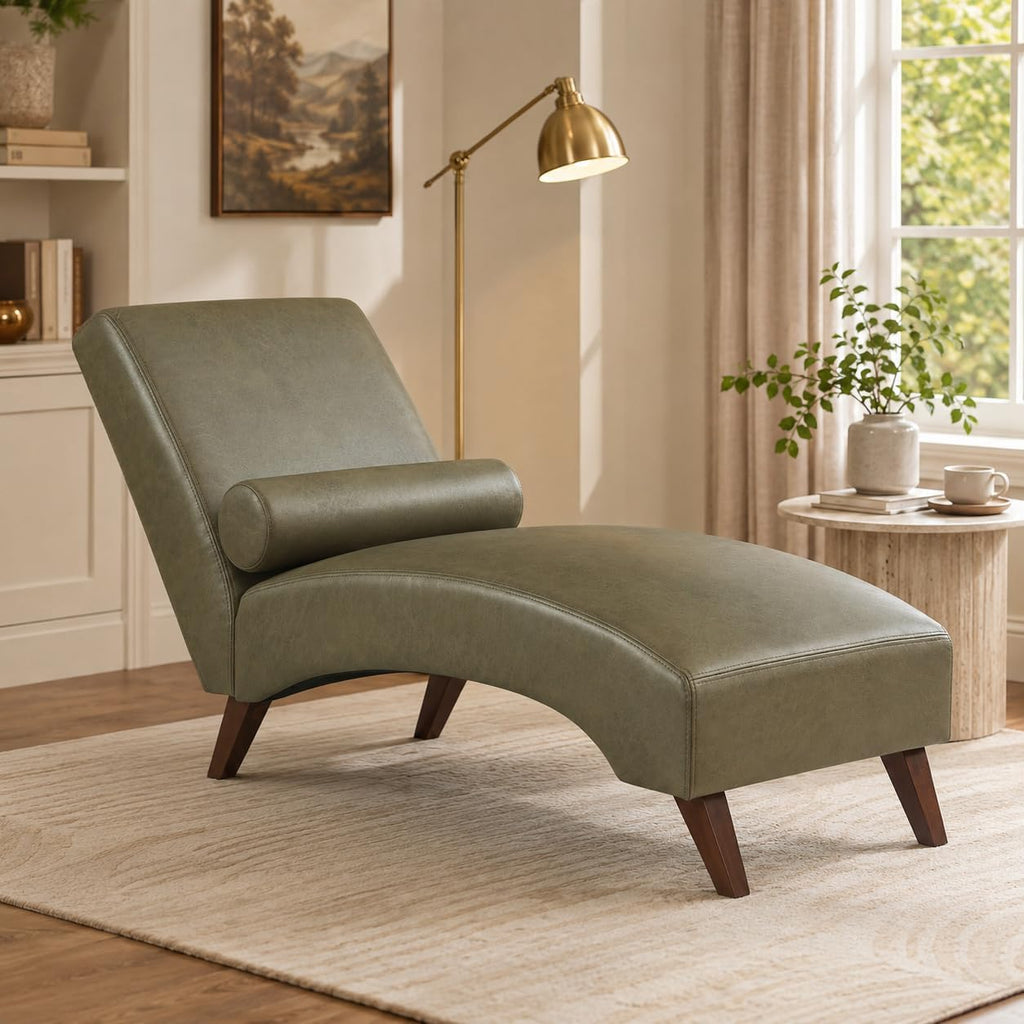 Modern Leather Indoor Chaise Lounge Chair