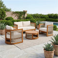 Acacia Wood Outdoor Conversation Sofa Set