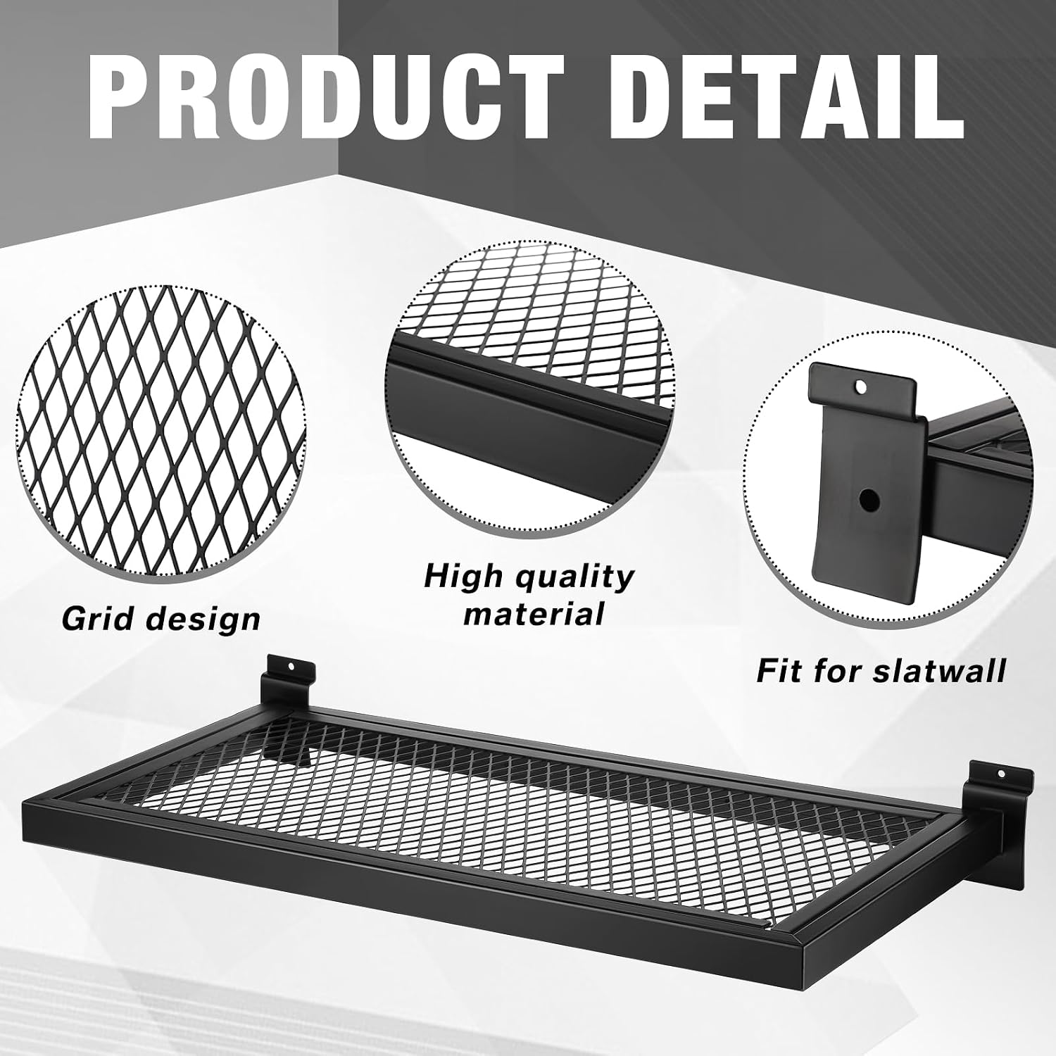 Metal Wall‑Mounted Slatwall Storage Shelf