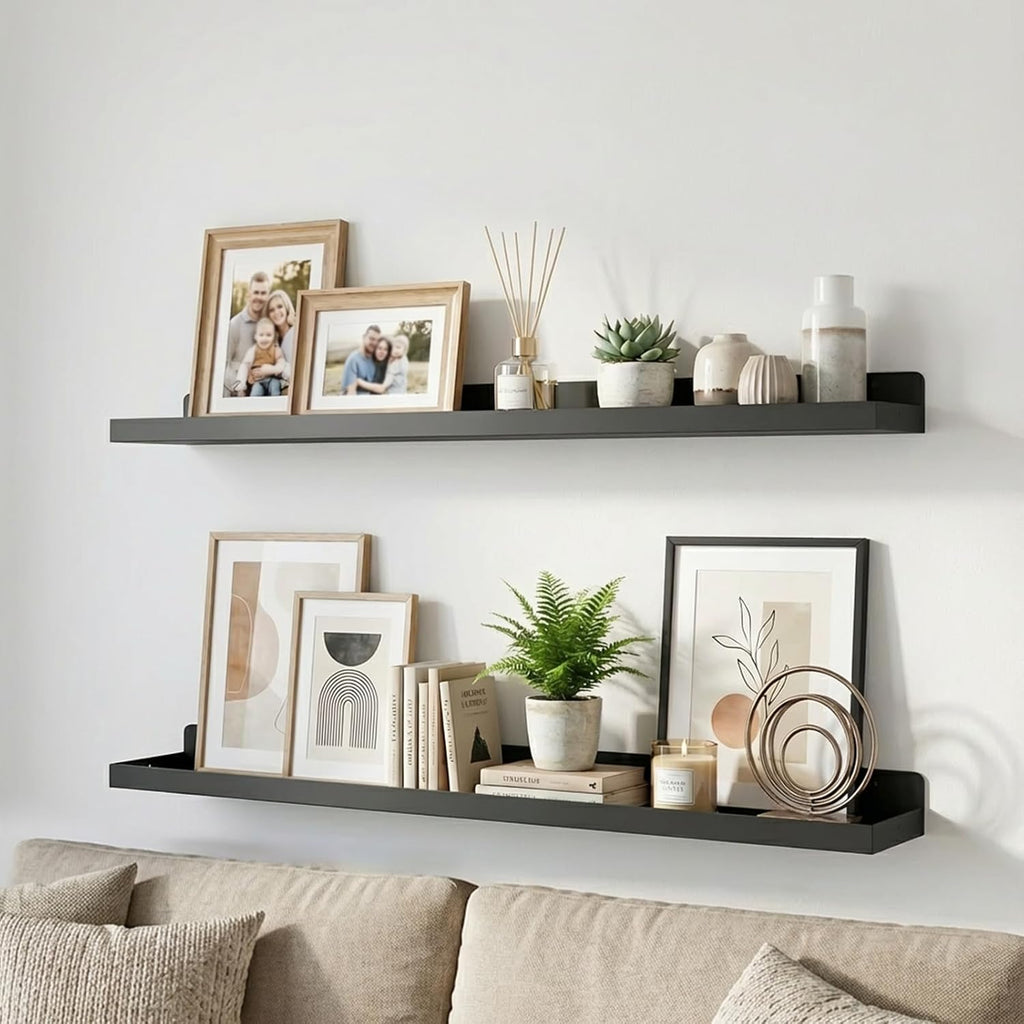 Black Metal Wall‑Mounted Floating Shelves