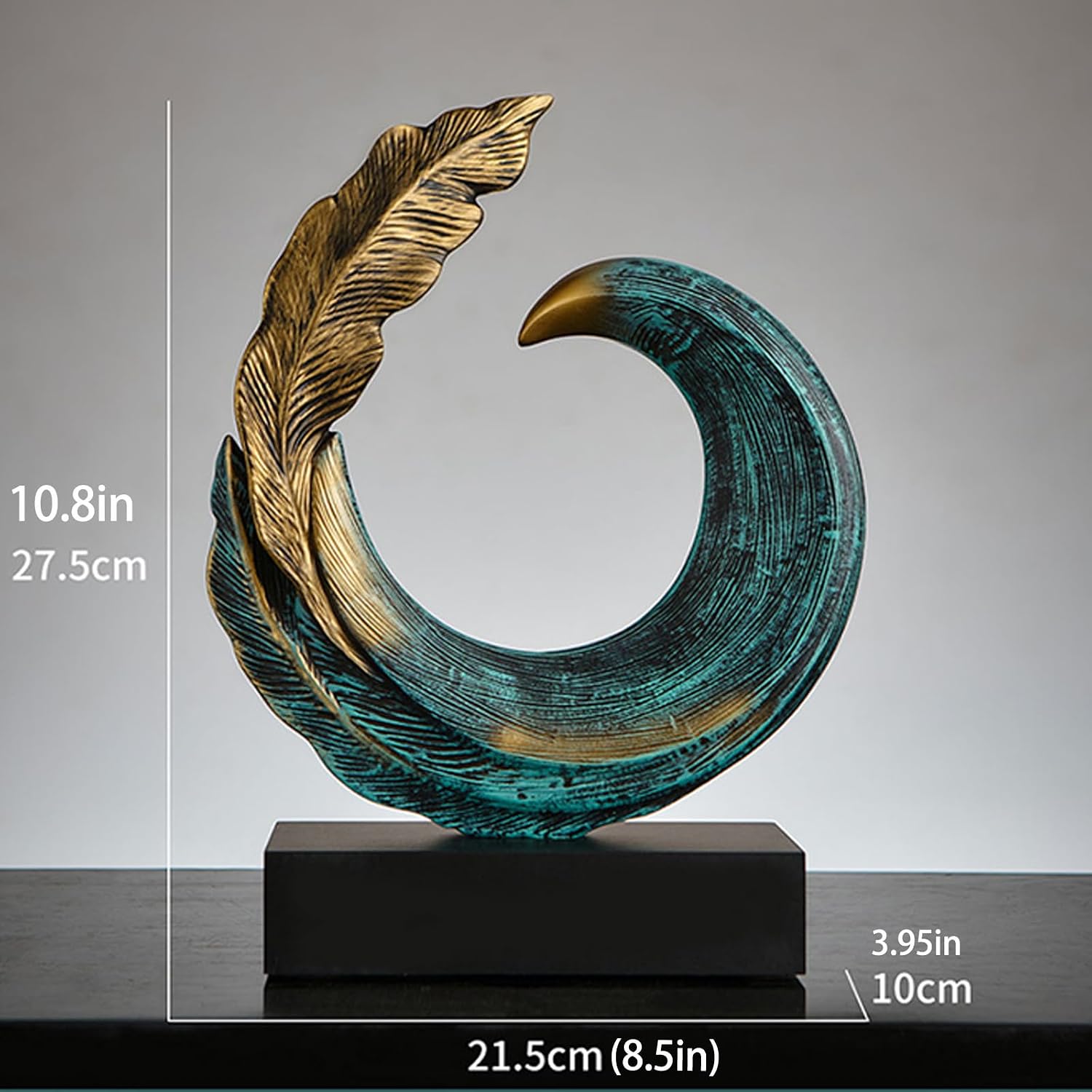 Modern Resin Gold Blue Abstract Sculpture