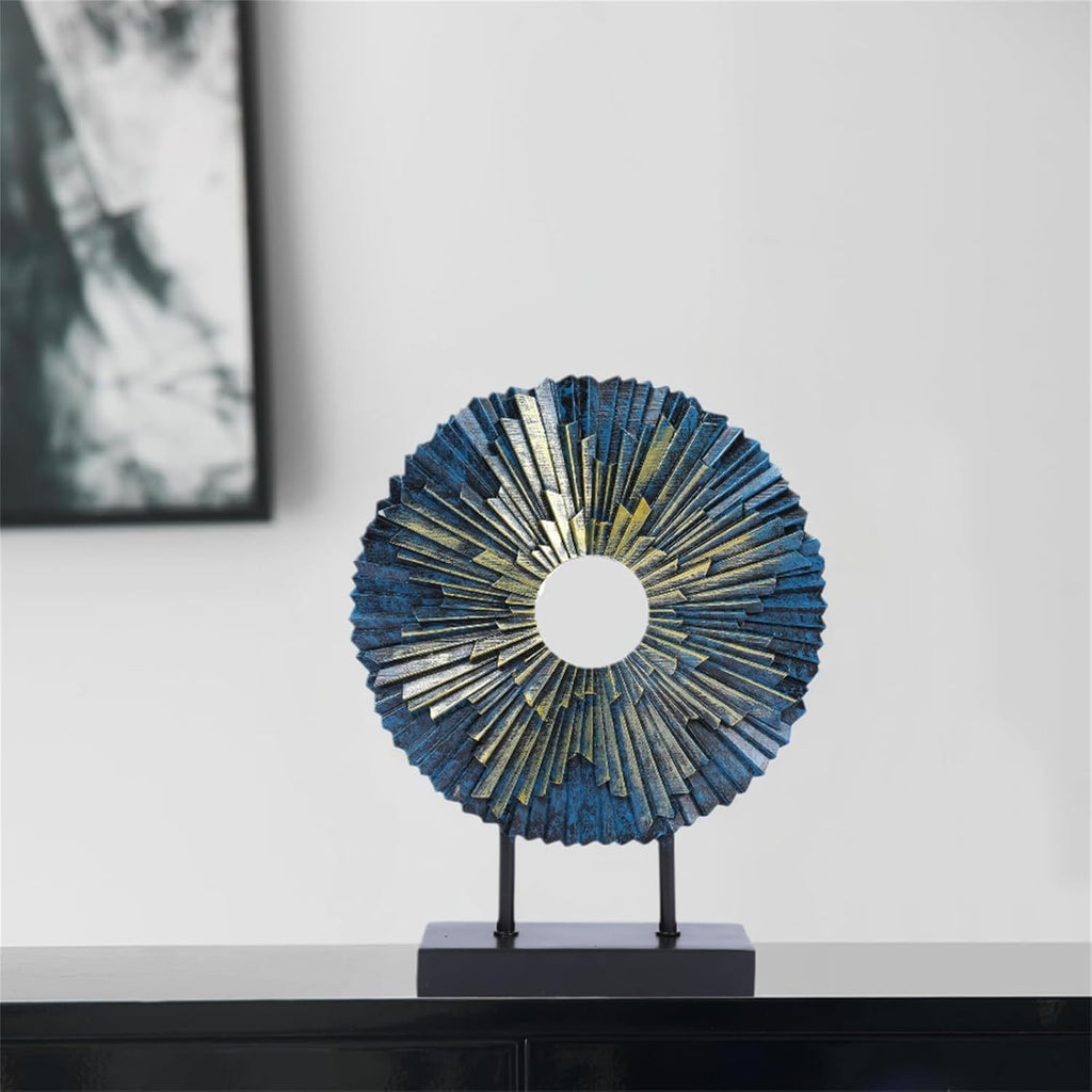 Luxury Blue Gold Round Decor Sculpture