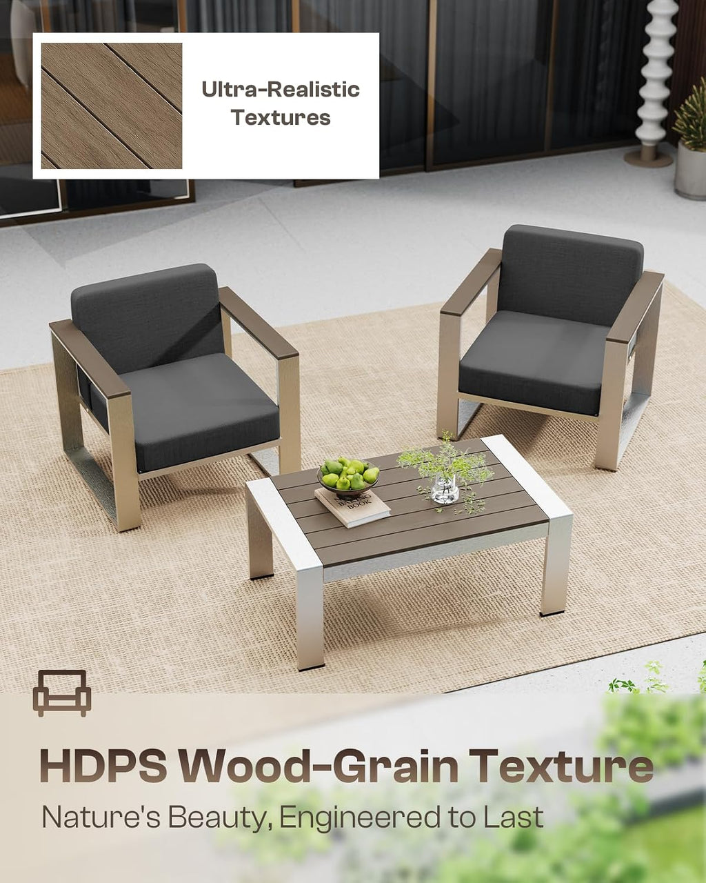 Modern Aluminum Outdoor Conversation Sofa Set