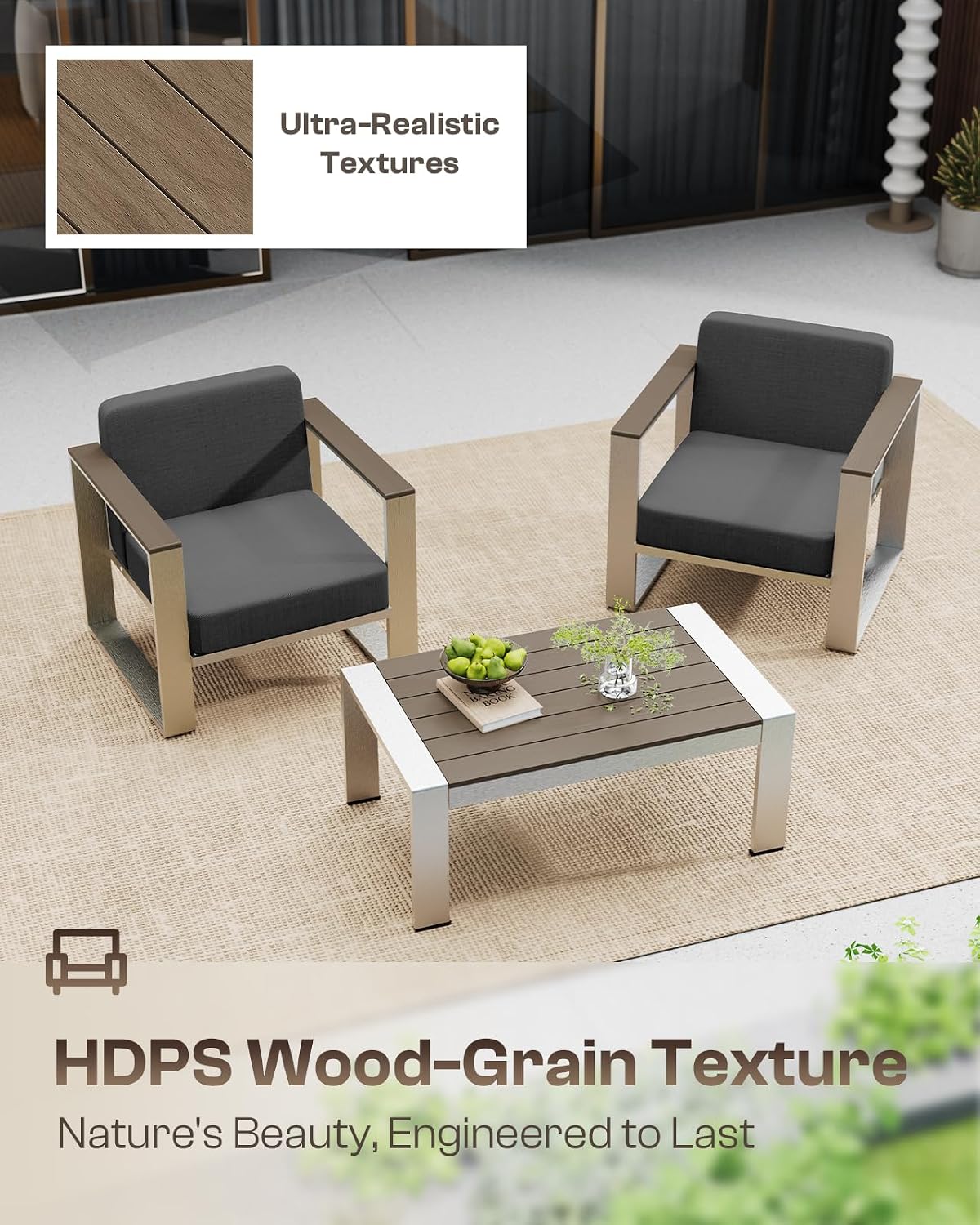 Modern Aluminum Outdoor Conversation Sofa Set