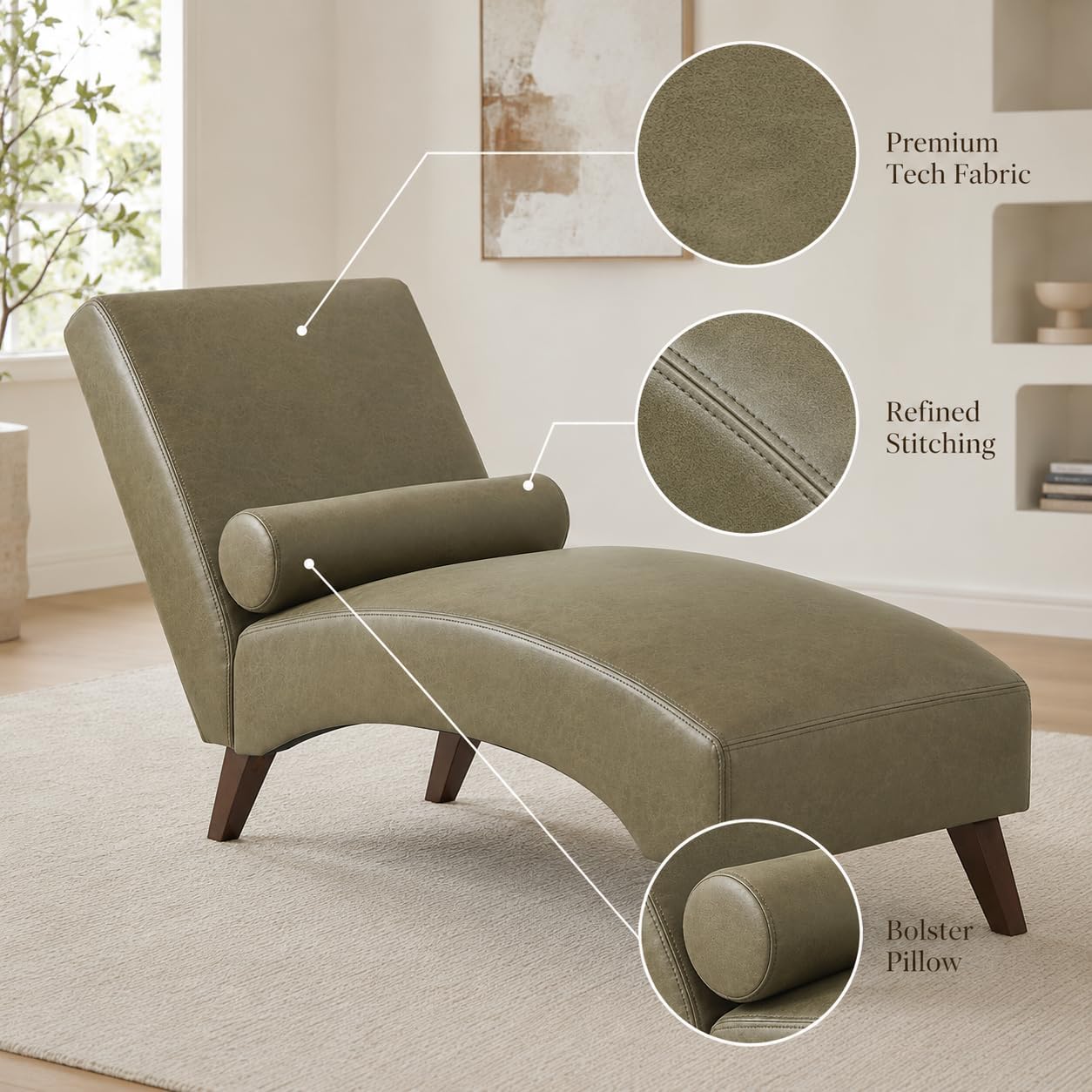 Modern Leather Indoor Chaise Lounge Chair