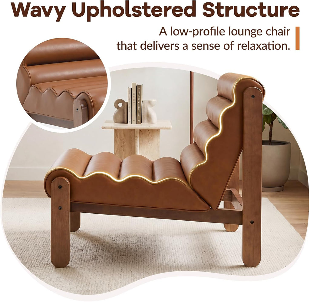 PU Leather Wave Modern Accent Chair