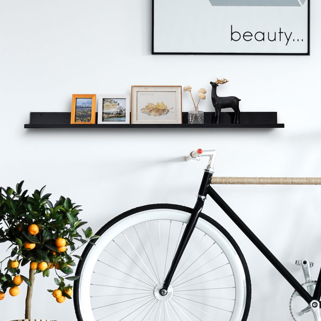 Black Metal Floating Picture Ledge Shelf