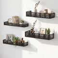 Black Wood Metal Floating Wall Shelves