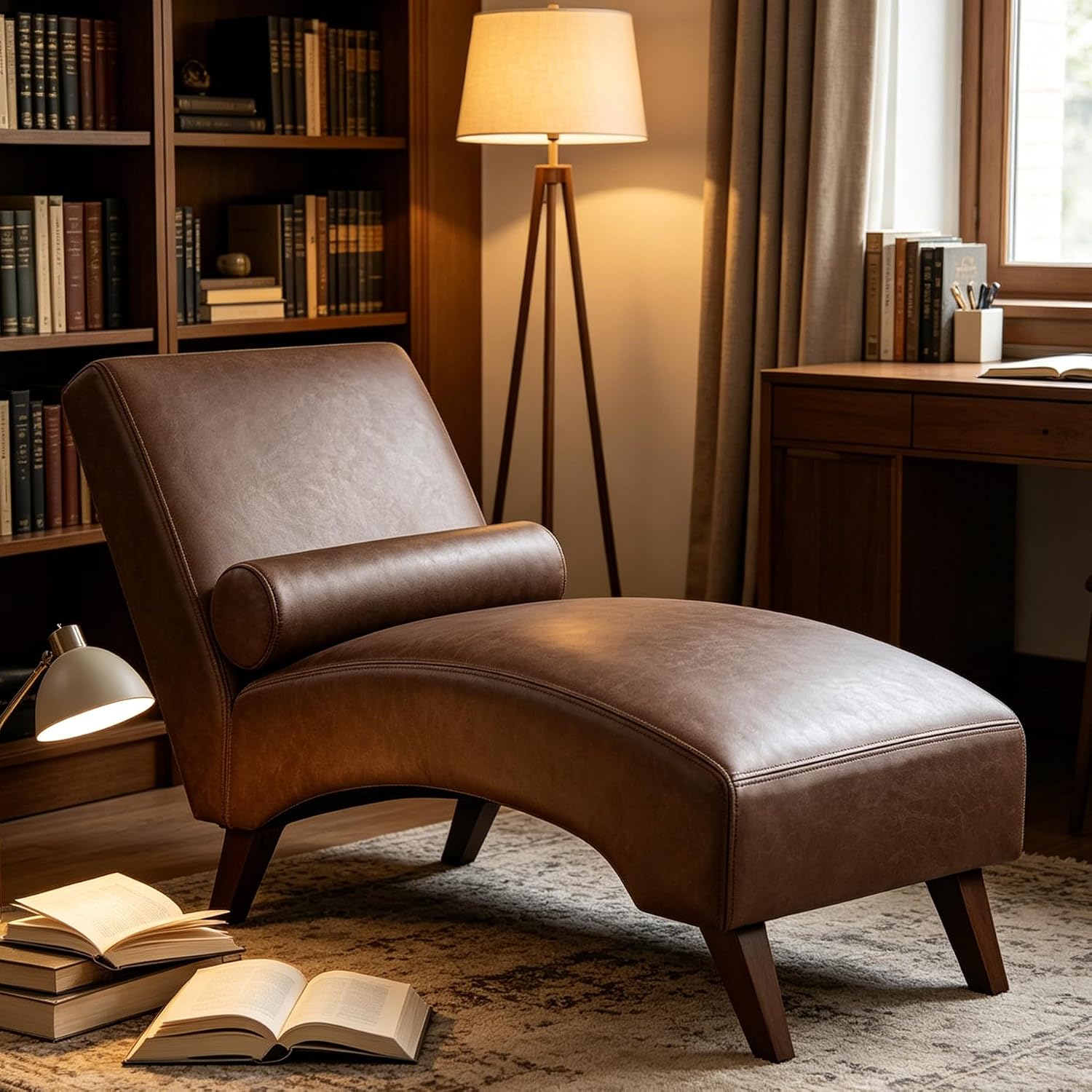 Ergonomic Faux Leather Indoor Chaise Lounge Chair