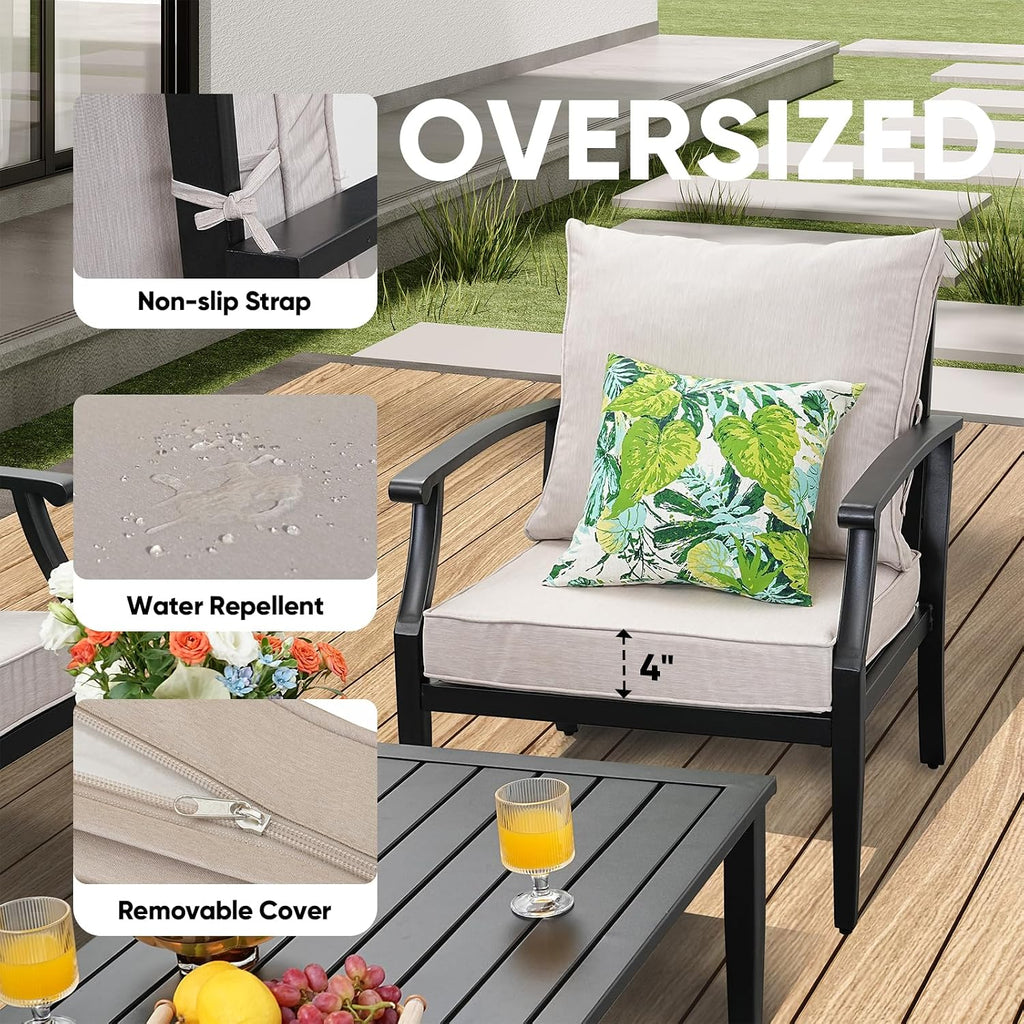 Metal Outdoor High‑Back Conversation Set