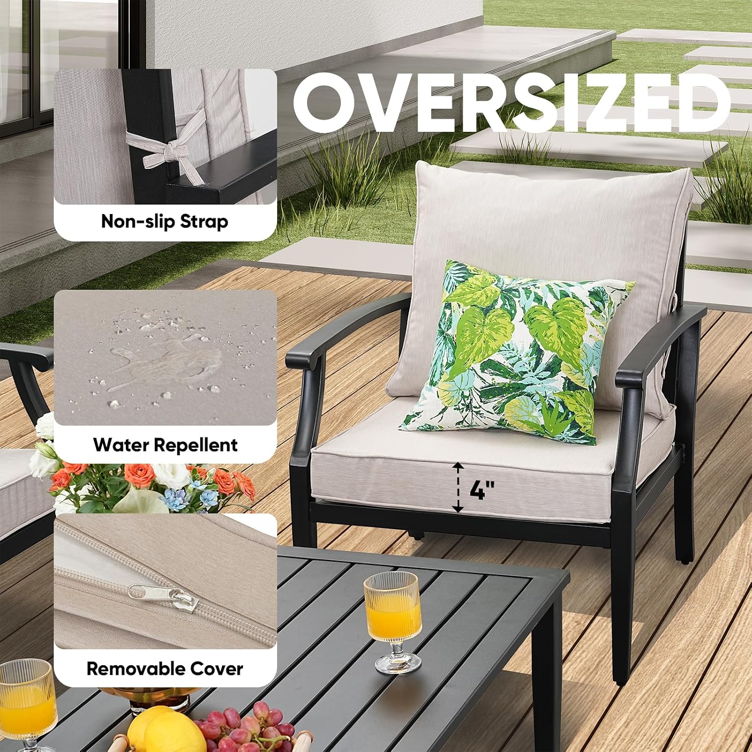 Metal Outdoor High‑Back Conversation Set