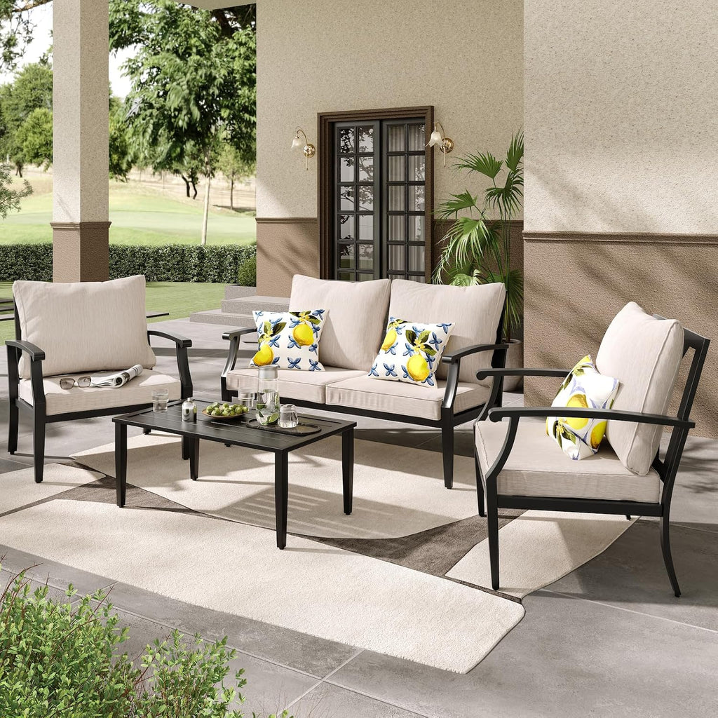 Metal Outdoor High‑Back Conversation Set