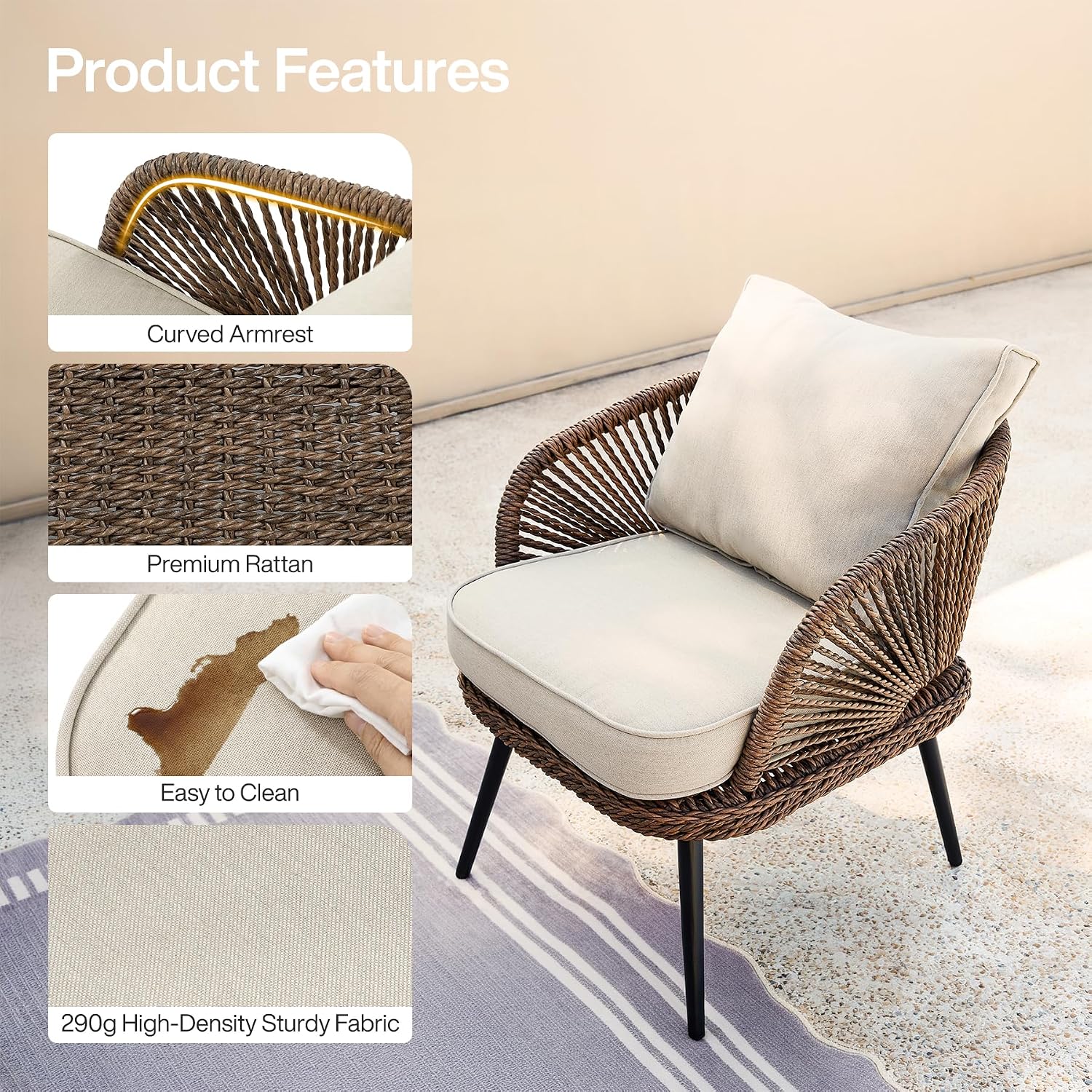 Wicker Outdoor Patio Conversation Furniture Set