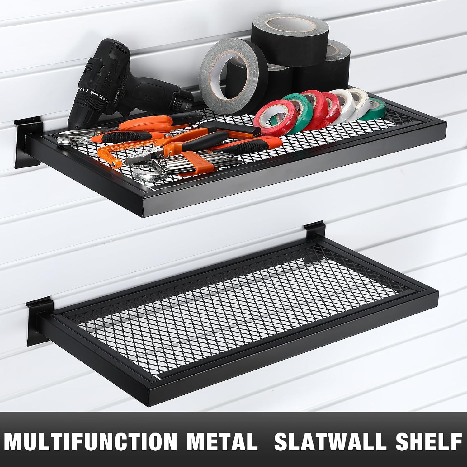 Metal Wall‑Mounted Slatwall Storage Shelf