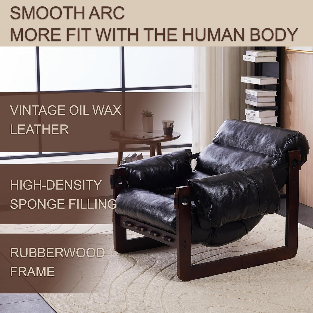 Leather Sling Upholstered Accent Armchair