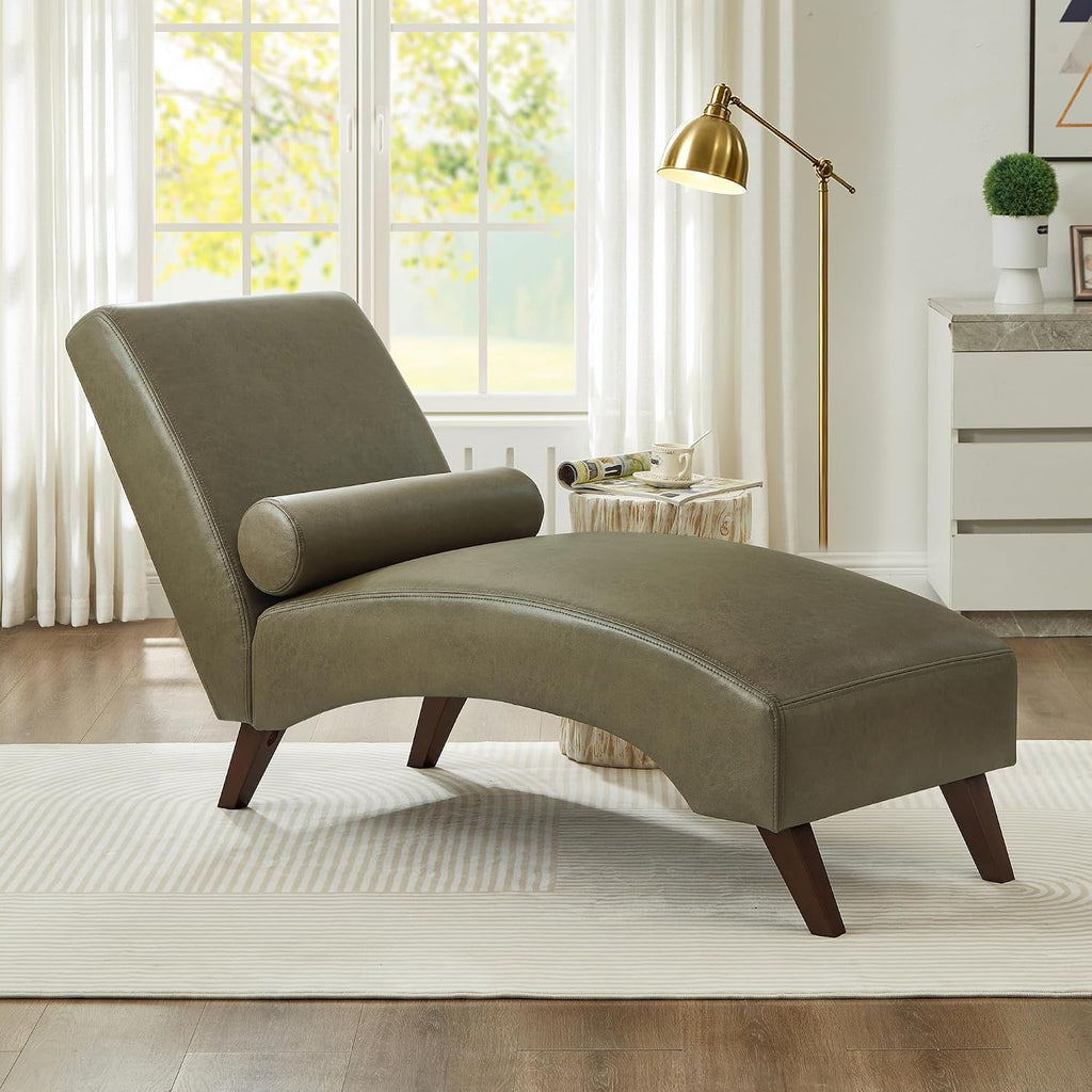 Modern Leather Indoor Chaise Lounge Chair