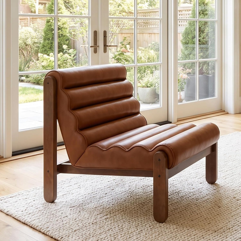 PU Leather Wave Modern Accent Chair