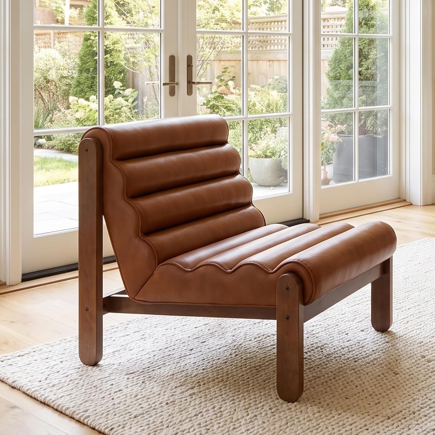 PU Leather Wave Modern Accent Chair