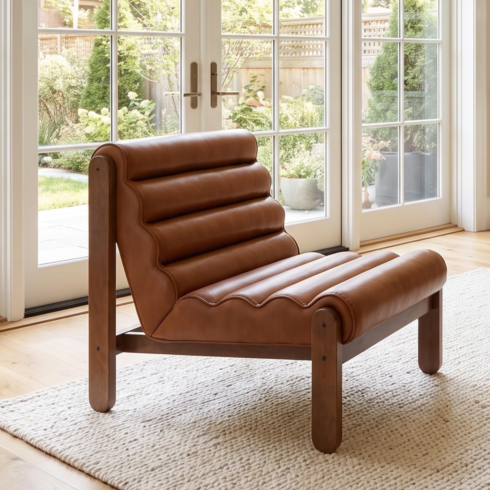PU Leather Wave Modern Accent Chair